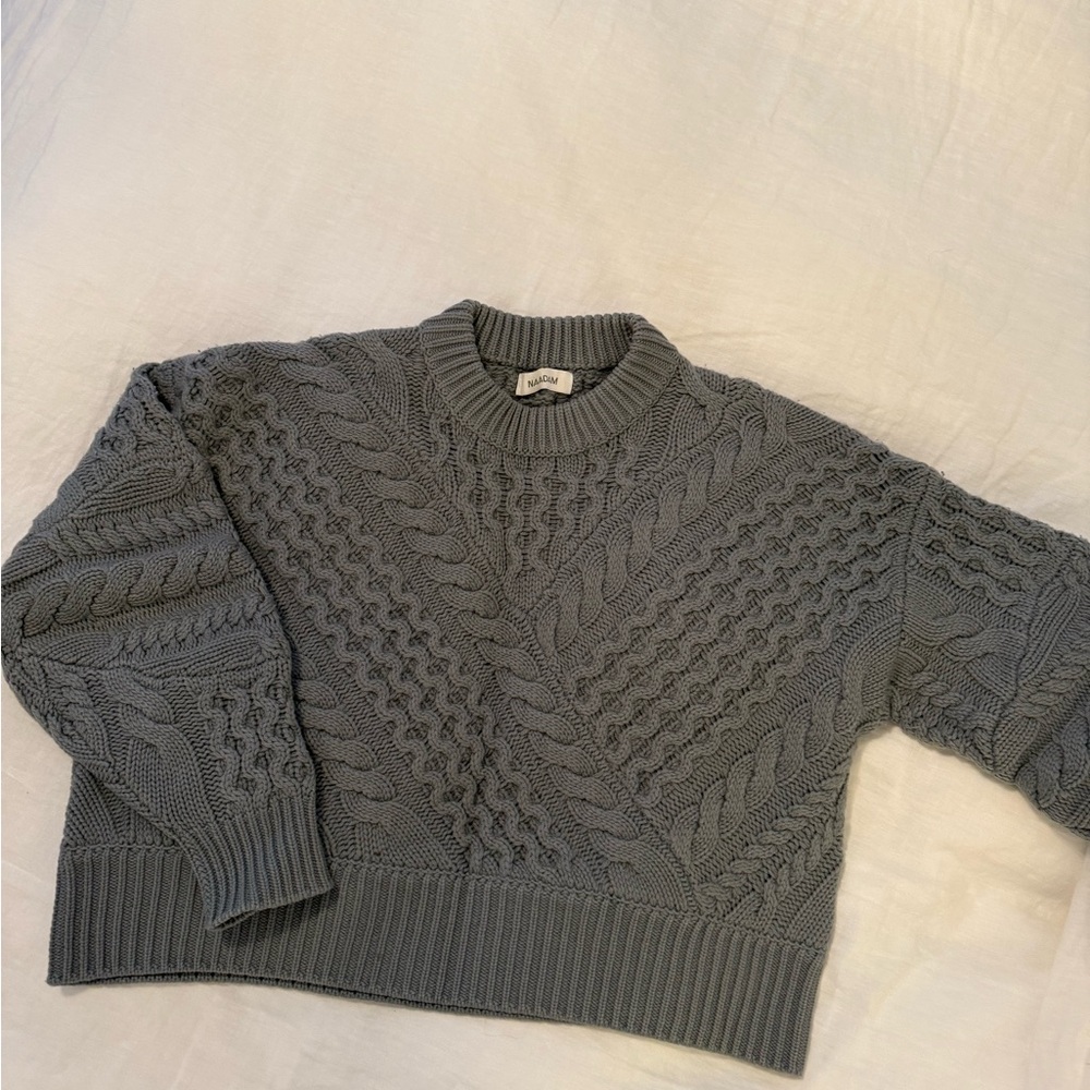 NAADAM Gray Cable Knit Sweater